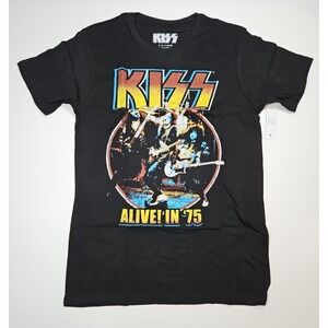 KISS Alive in 75 Mens Black Short Sleeve Graphic Band T Shirt Size‎ Small NWOT
